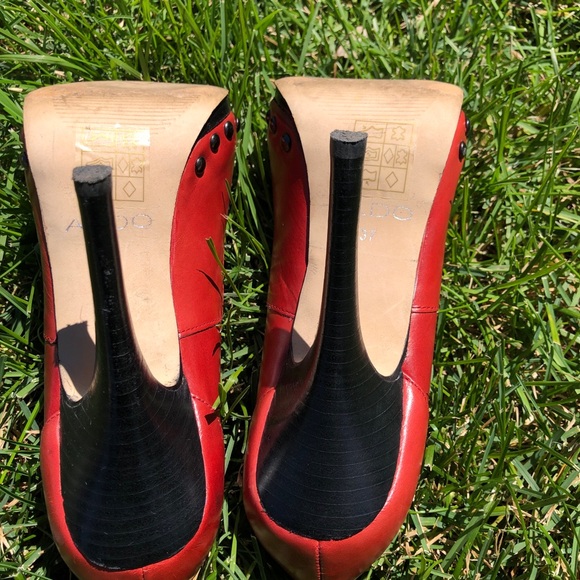 Aldo Red Leather 4” Heels Size 7 - Picture 6 of 9
